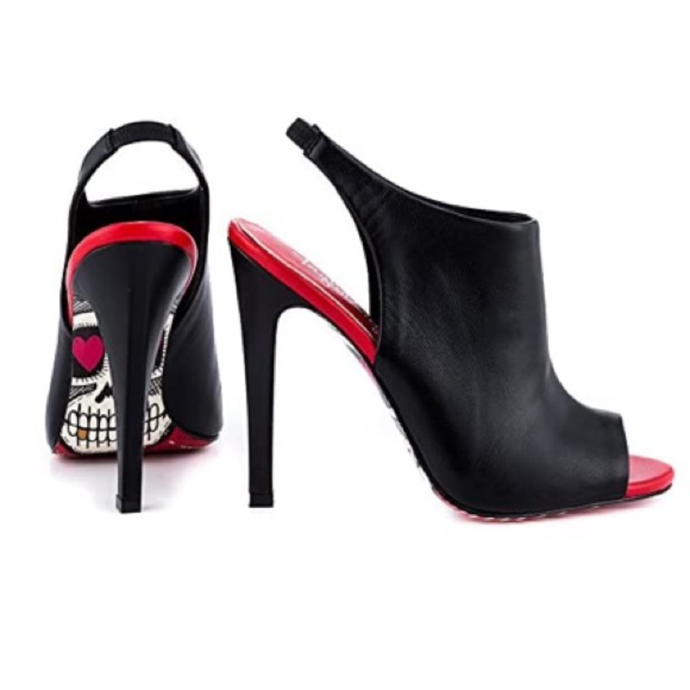 TAYLOR SAYS Paige Black Leather Peep Toe Pumps Size 9 1/2